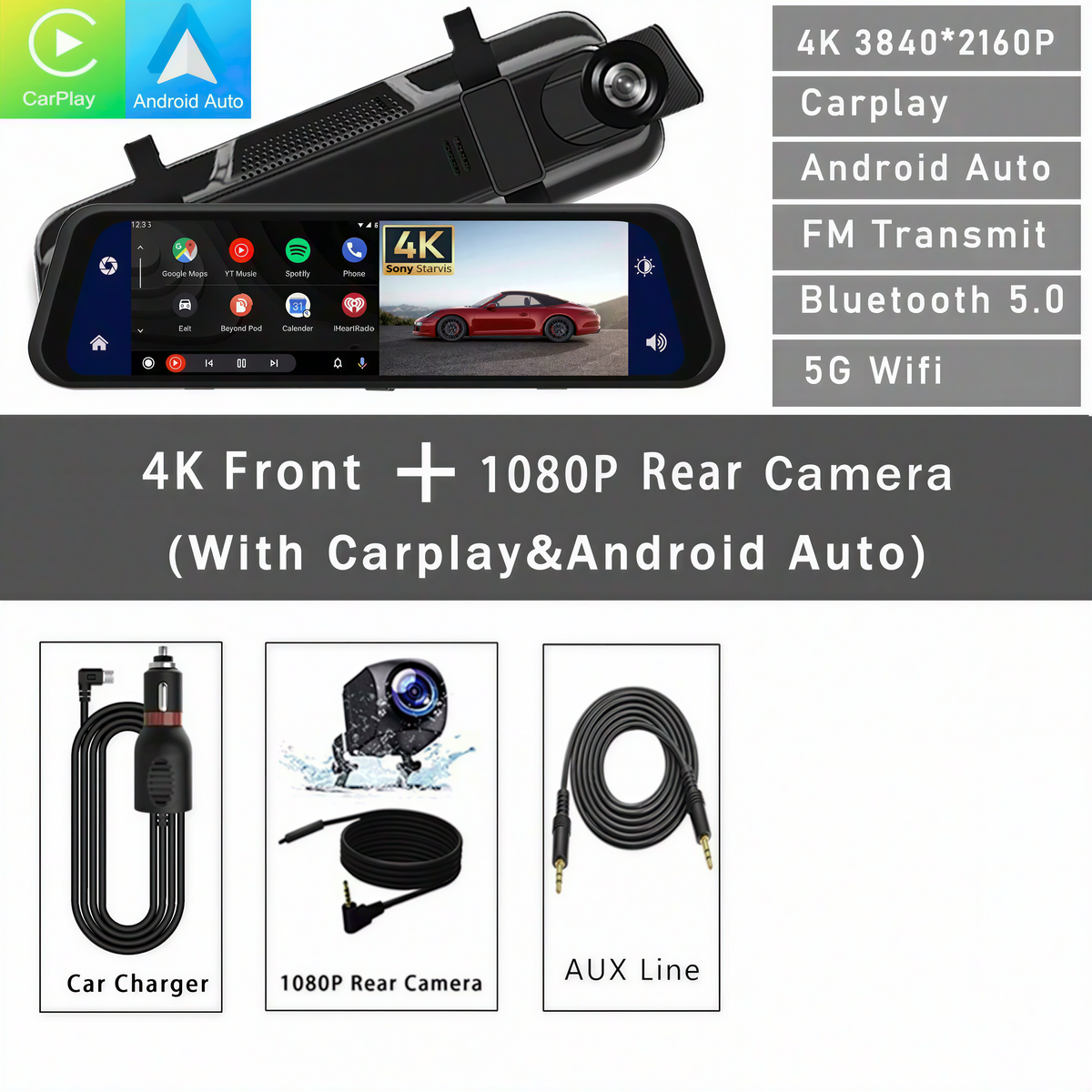 Dash Cam Mirror Screen